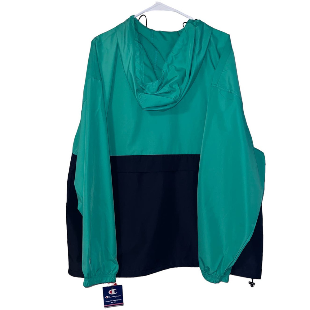 Champion Authentic Athletic Wear Windbreaker Green and Navy Blue Size 2XL